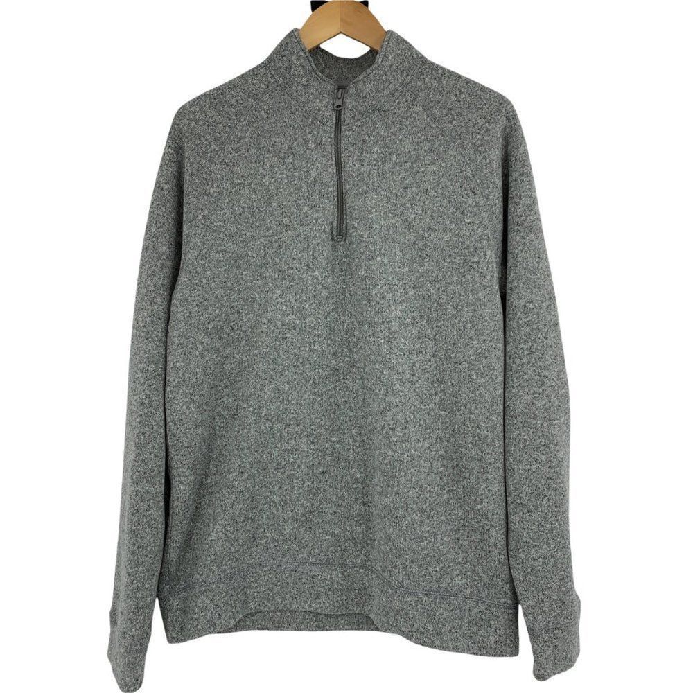 Mens Old Navy 1/4 zip Sweater Knit Gray Stand Collar 0790